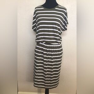 Banana Republic Olive and White Striped Dress